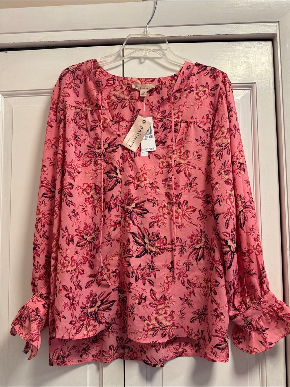 Philosophy Pink Floral Peasant Blouse